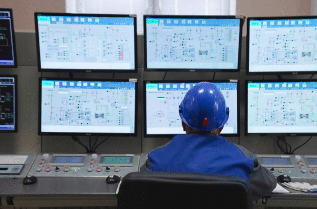 Man in control room